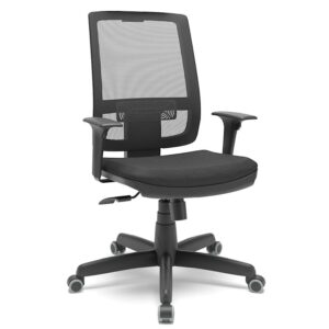 Cadeira Presidente Brizza Tela Ergonômica Reclinável Para Escritório Regulagem Altura Preta