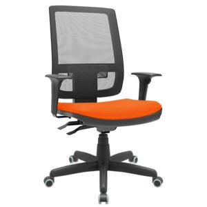 Cadeira Presidente Brizza Tela Ergonômica Para Escritório Regulagem Altura Back System NR17 Laranja