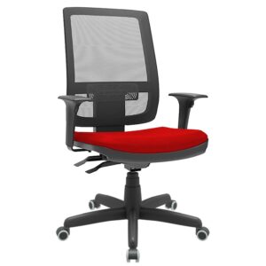 Cadeira Presidente Brizza Tela Ergonômica Para Escritório Regulagem Altura Back System NR17 Vermelha